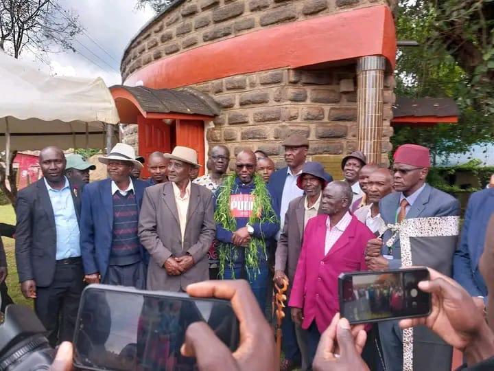 Community gathering outside museum
